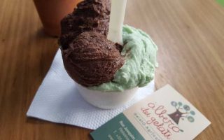 O delicioso gelato de Cioccolato & zenzero e Spirulina com infusão de flores!