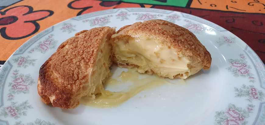 Caichoux de tangerina: choux cream de tangerina para nós e caixinha para a equipe HM!