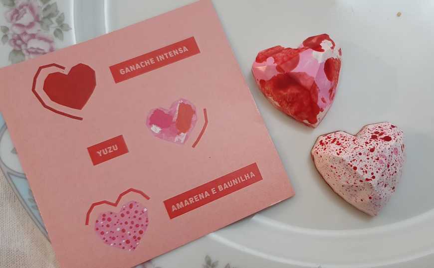 Lindos corações recheados da Mica Crafted Chocolates!