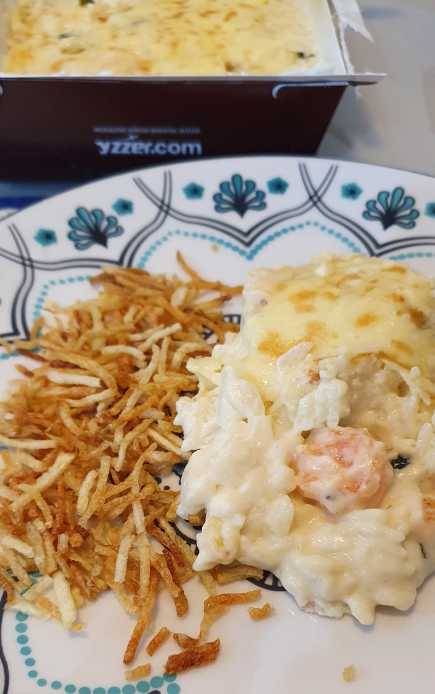 Arroz cremoso e gratinado maravilhoso do Camarão Praia de Olinda