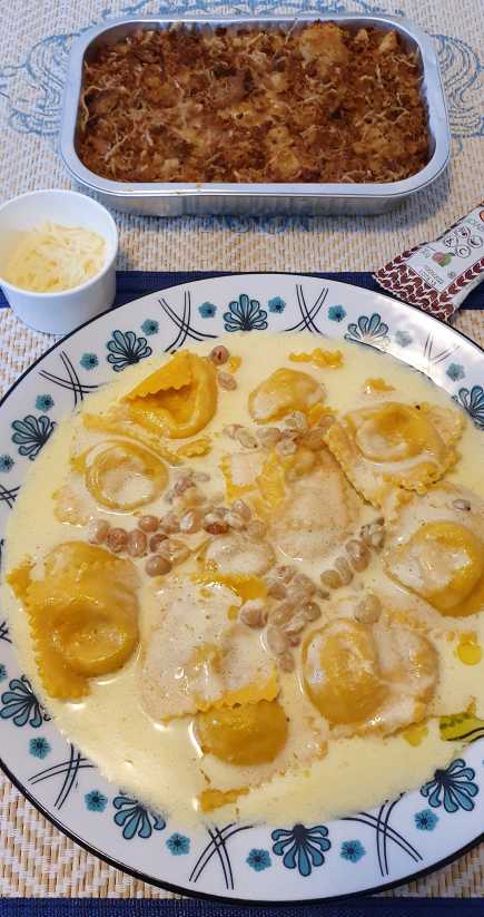 Ravioli de Parma e Brie, um dos destaques do delivery